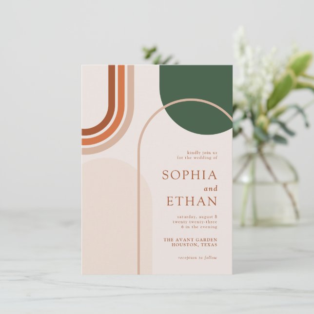 Boho för inbjudan till abstrakt Arch Wedding (Stående Fram)