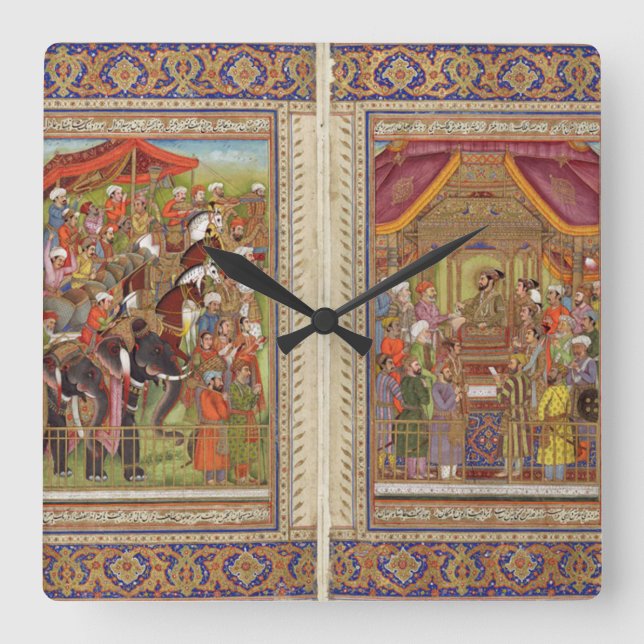 Boho för Muslim Mughal för indisk Indien islam Fyrkantig Klocka (Framsida)