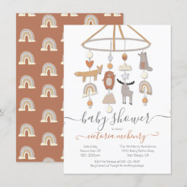 Boho Forest Animals Mobile Baby Shower-inbjudan Inbjudningar