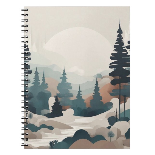 Boho Forest Landcape Artwork Anteckningsbok (Framsidan)