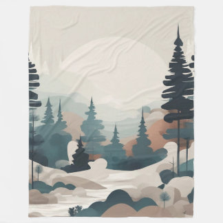 Boho Forest Landcape Artwork Fleecefilt