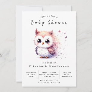 Boho Forest Uggla Baby Shower Inbjudningar