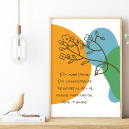 Boho-former - enkelt Lineart Flower-Lugn-citat Poster