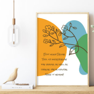 Boho-former - enkelt Lineart Flower-Lugn-citat Poster