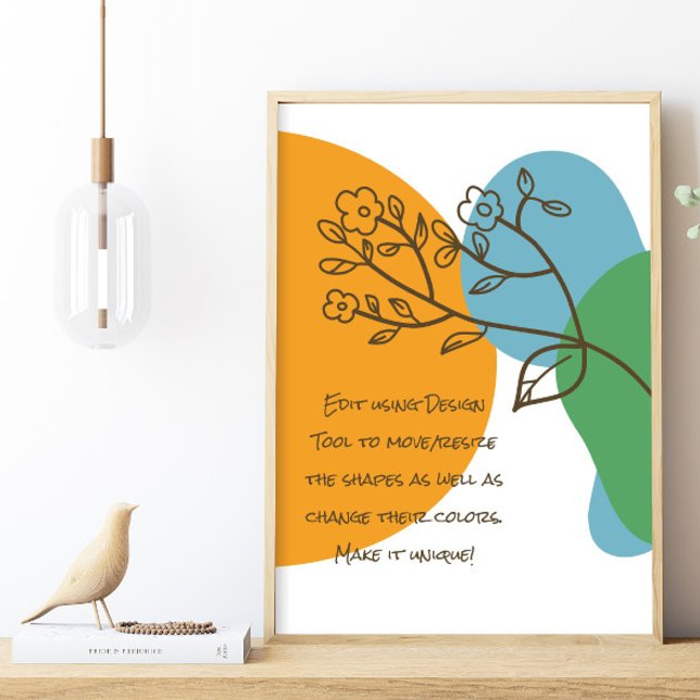 Boho-former - enkelt Lineart Flower-Lugn-citat Poster (Skapare uppladdad)