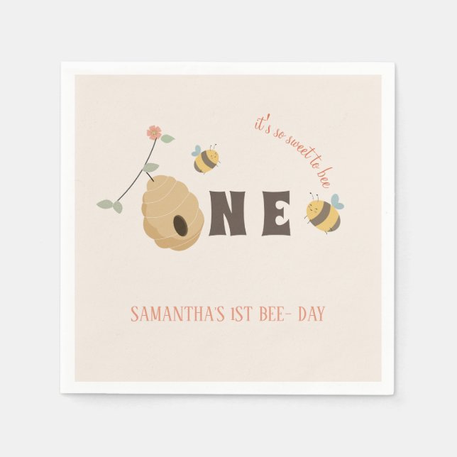 Boho Första bisdagen 1:a bisfödelsedag Pappersservett (Framsidan)