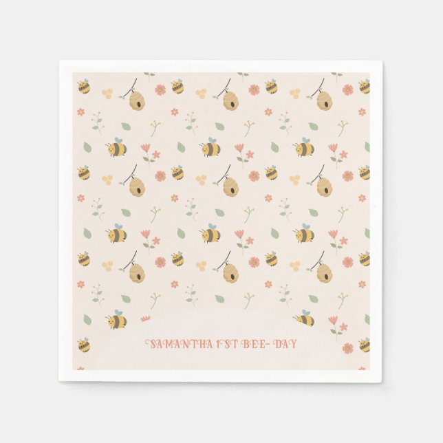 Boho Första bisdagen 1:a bisfödelsedag Pappersservett (Framsidan)