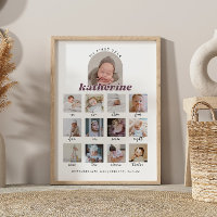 Boho Första Födelsedag Baby Milstolpe Skylt m/ Fot