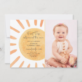 Boho första Resa runt Sol 1:a födelsedagen Invita Inbjudningar
