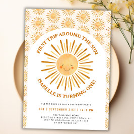 Boho första Resa runt Sol 1:a födelsedagen Party Inbjudningar