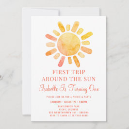 Boho första Resa runt Sol första födelsedag Inbjudningar