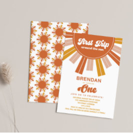 Boho Första Resa runt Sol första födelsedag Inbjudningar