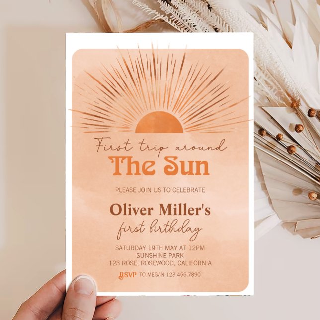 Boho första Resa runt Sol första födelsedag Inbjudningar (Skapare uppladdad)