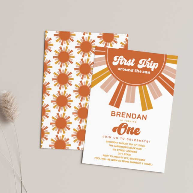 Boho Första Resa runt Sol första födelsedag Inbjudningar (Skapare uppladdad)