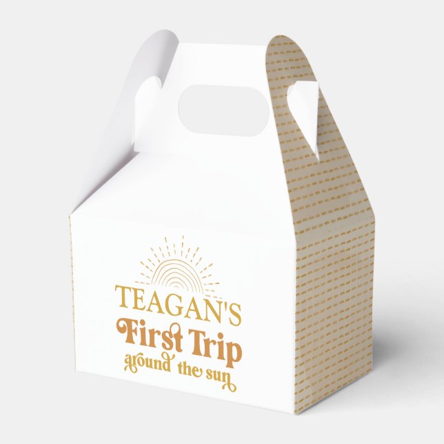 Boho första Resa runt Sol första födelsedag Presentaskar (Framsidan Sidan)