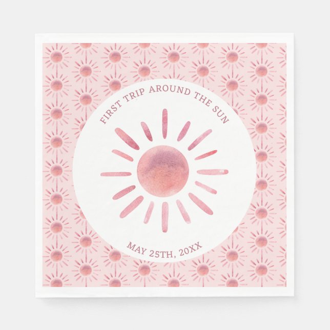 Boho första Resa runt Sol:s första födelsedag Pappersservett (Framsidan)