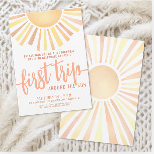 Boho Första Resan Runt Solen 1-årsdag Inbjudningar