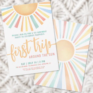 Boho Första Resan Runt Solen 1-årsdag Inbjudningar