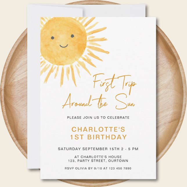 Boho Första Resan Runt Solen Flickas 1-årsdag Inbjudningar (Skapare uppladdad)