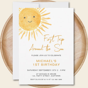 Boho Första Resan Runt Solen Pojkens 1-årsdag Inbjudningar
