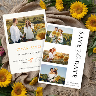 Boho fotokollage Elegant sommar Spara datum Inbjudningar