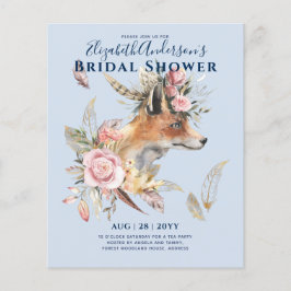 Boho FOX Bröllopsfest Skogsfjädrar Blommor Flygblad