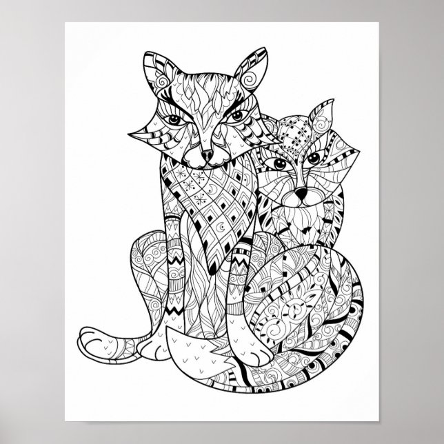 Boho Fox Doodle 2 Poster (Framsidan)