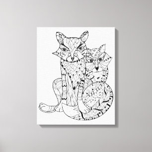 Boho Fox Doodle 6 Canvastryck