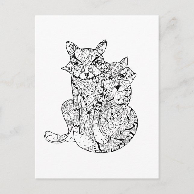 Boho Fox Doodle Vykort (Framsida)