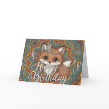 Boho Fox födelsedagskort