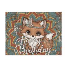 Boho Fox Födelsedagskort