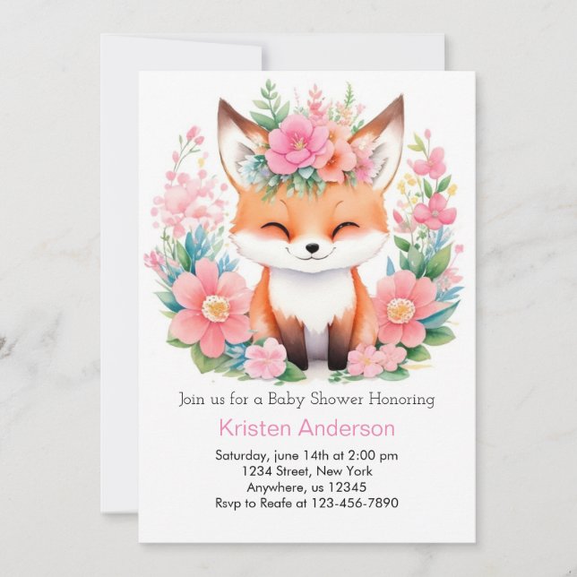 Boho Fox Forest Bliss Girl Baby Shower Inbjudningar (Framsida)