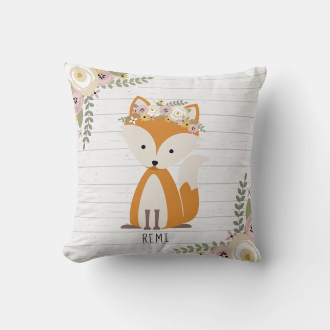 Boho Fox Grått Wood Kudde (Framsida)