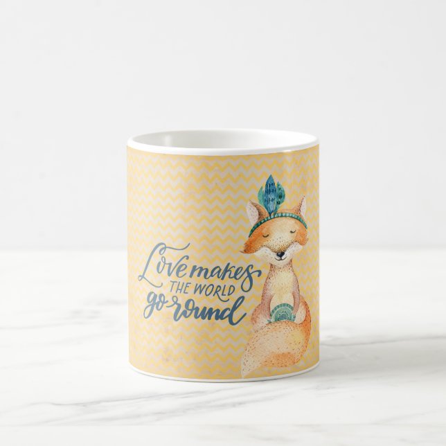Boho Fox Kärlek-citat Kaffemugg (Center)