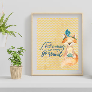 Boho Fox Kärlek-citat Poster