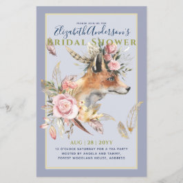 Boho FOX Möhippa Woodland Feathers Blommigt Flygblad