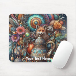 Boho Fox Raccoon Blommigt Design Musmatta