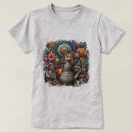 Boho Fox Raccoon Blommigt Design T Shirt