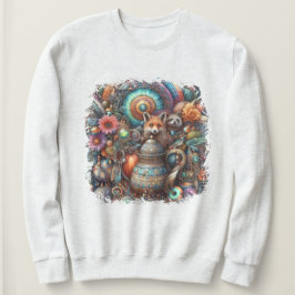 Boho Fox Raccoon Blommigt Design T Shirt