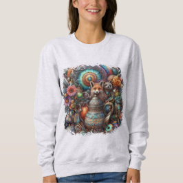 Boho Fox Raccoon Blommigt Design T Shirt
