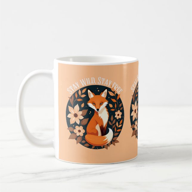Boho Fox "Stanna Vild, håll dig ledig", trädeskdes Kaffemugg (Vänster)