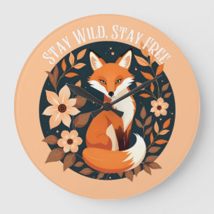 Boho Fox "Stanna Vild, håll dig ledig", trädeskdes Stor Klocka