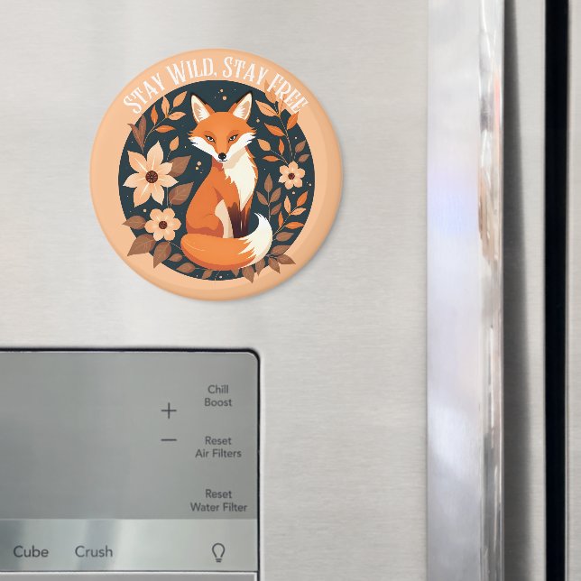 Boho Fox "Stanna Vild, Stanna Fri" Skogsdesign Magnet (In Situ (Fridge))