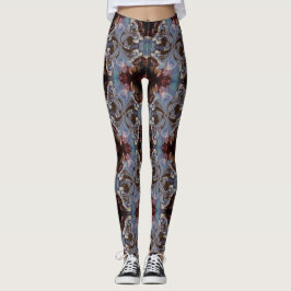 Boho Fractal Art Mönster Leggings med flera färgad