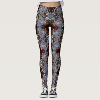 Boho Fractal Art Mönster Leggings med flera färgad