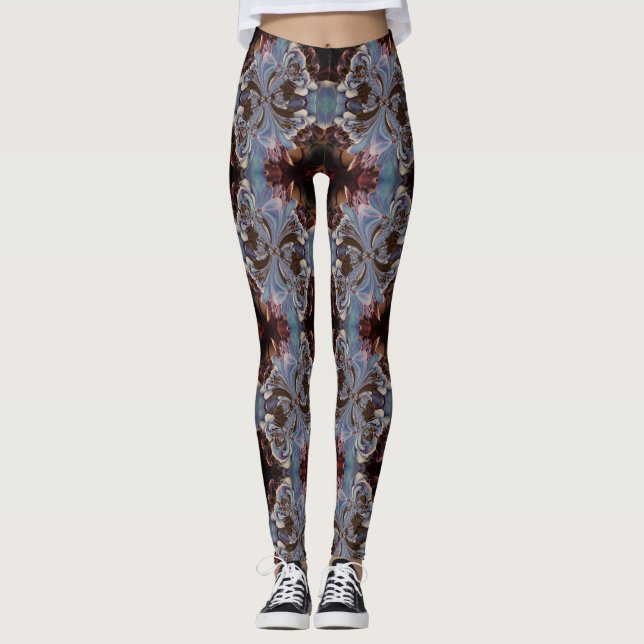 Boho Fractal Art Mönster Leggings med flera färgad (Framsida)