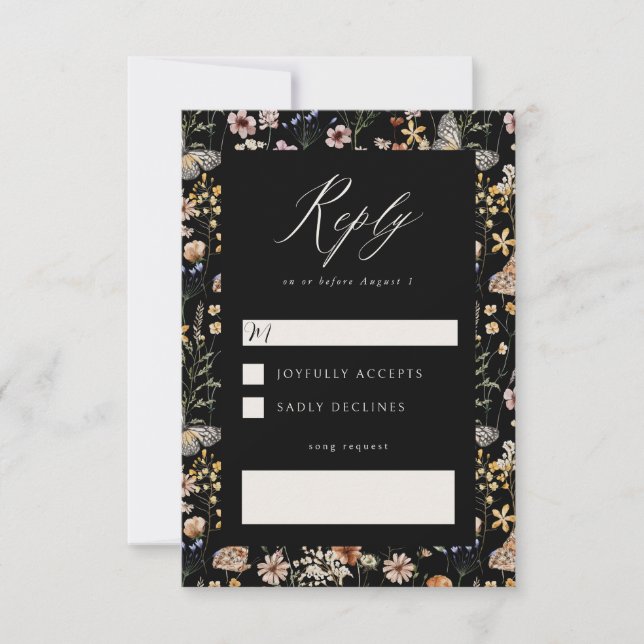 Boho Frame Song Request RSVP Card OSA Kort (Framsida)
