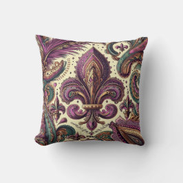 Boho Fransk Quarter lila fleur-de-lis Kudde