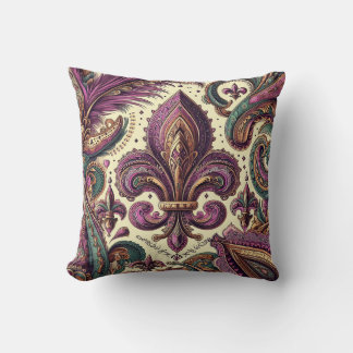 Boho Fransk Quarter lila fleur-de-lis Kudde