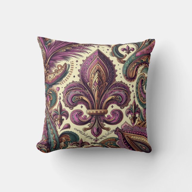 Boho Fransk Quarter lila fleur-de-lis Kudde (Framsida)
